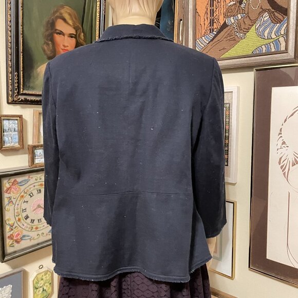 Plus Size Talbots Womens Navy Blue Cotton Spandex Jacket Blazer Size 22W - Picture 3 of 5